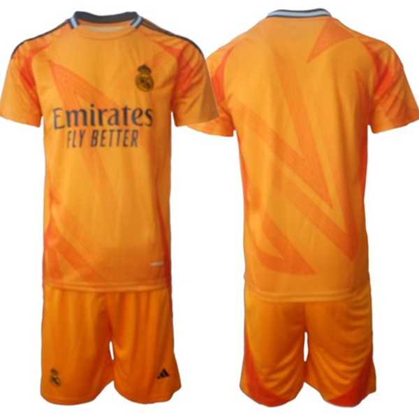 Mens Real Madrid Custom 24-25 Orange Away Soccer Jersey Suit